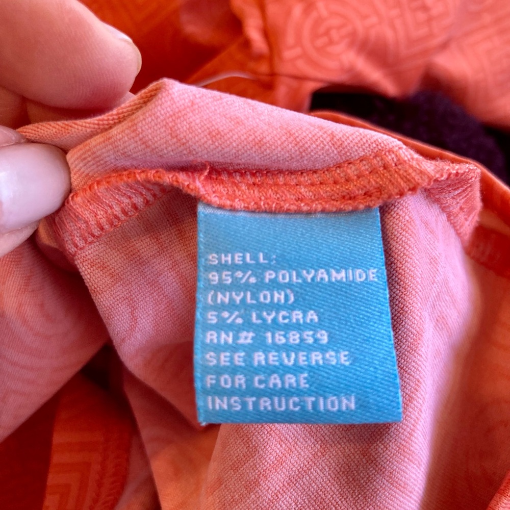 NWT J.McLaughlin Catalina Cloth Coral Geometric 3/4 Gold Button-Front SS Polo S - Picture 11 of 16